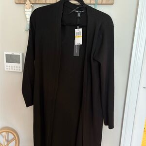 Black Long Open Cardigan